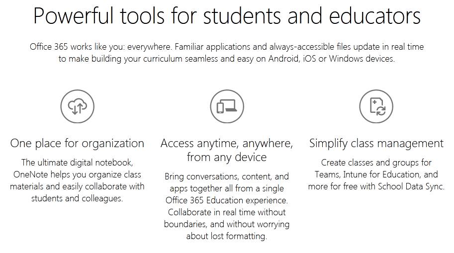 Features of Office 365 Education