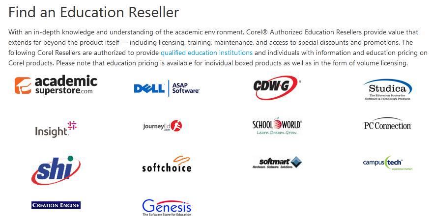 CorelDraw Education resellers