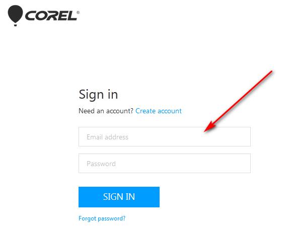 Sign in to Coreldraw