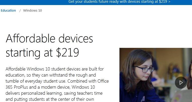 Windows 10 for students