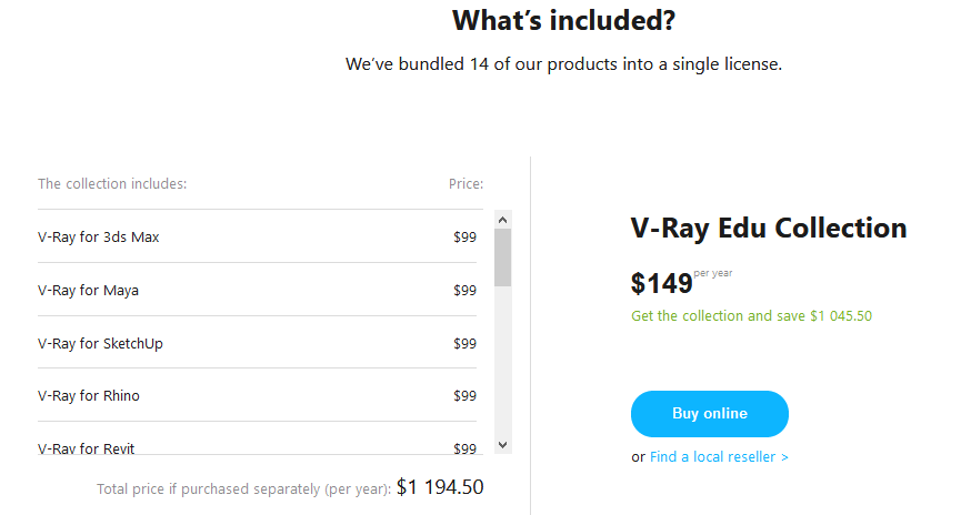 V-Ray for students: pricing