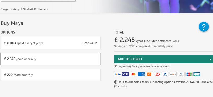 Maya latest version: pricing