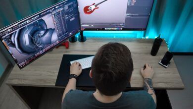 Student using 3D design software