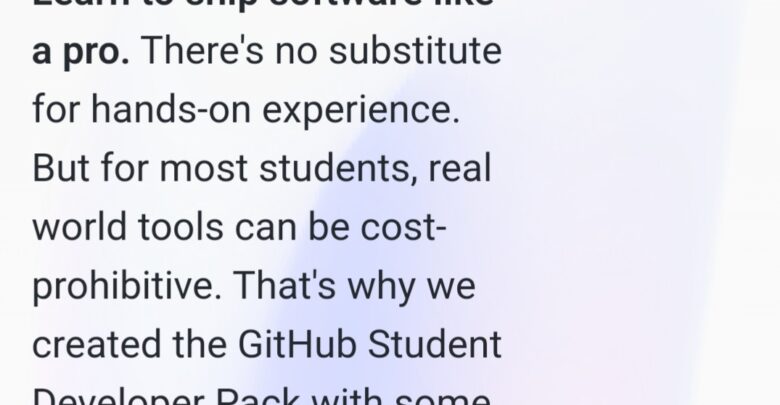 Sign up page for GitHub Student pack